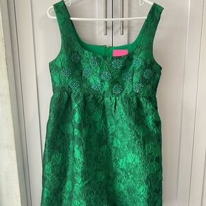 Lilly Pulitzer Green Textured Floral Dress